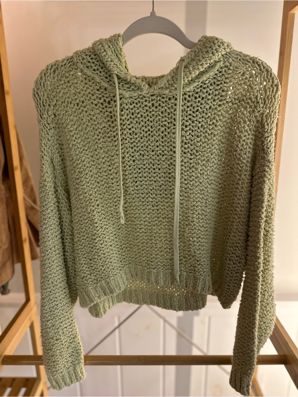 Pilcro Light Green Knit Hoodie Sweater